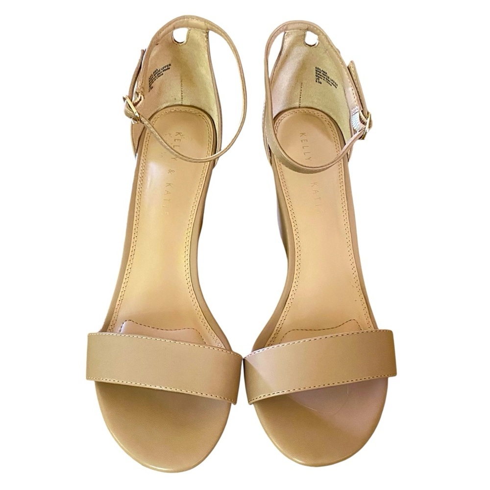 KELLY & KATIE Sandal Asilama Open Toe Ankle Strap Wedge Heel Tan Women 9.5